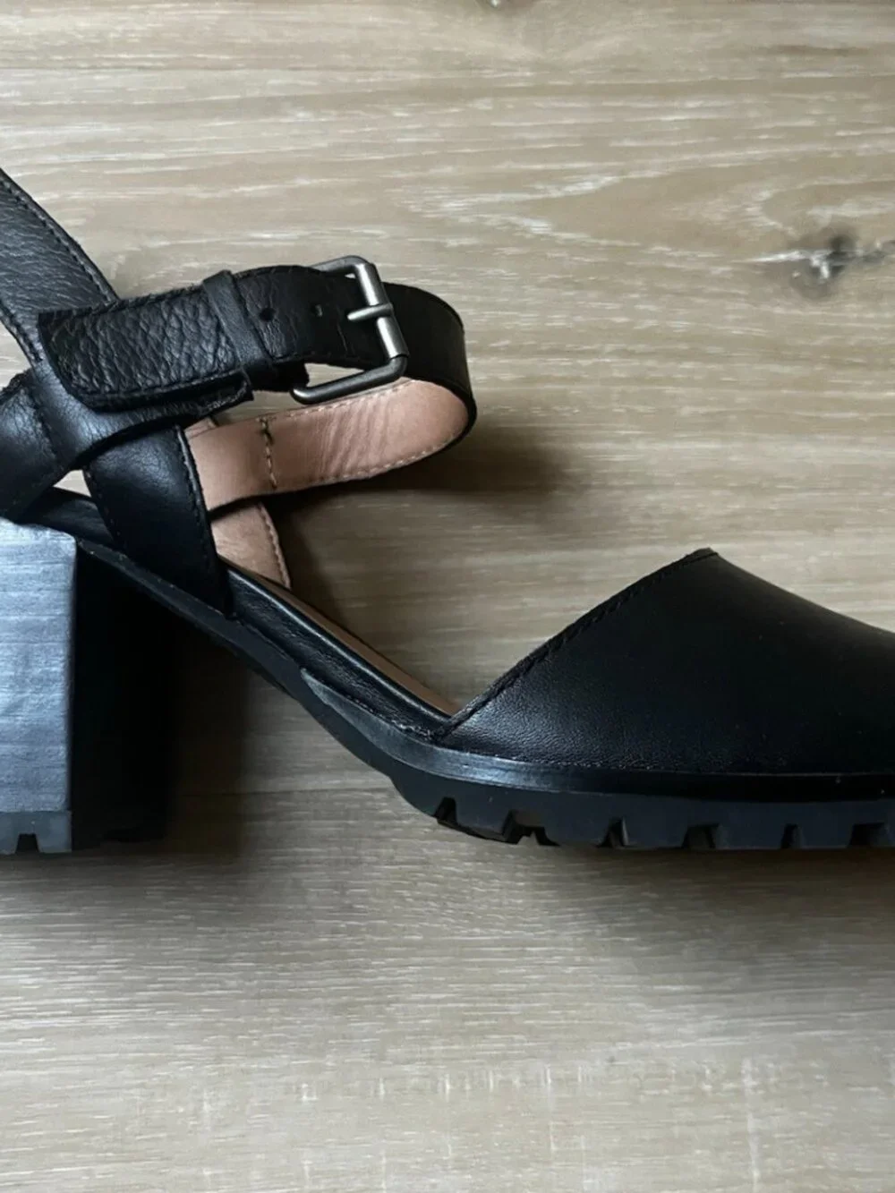 Madewell The Claudie Leather Mary Janes Lugsole Heels Black - Picture 3 of 8